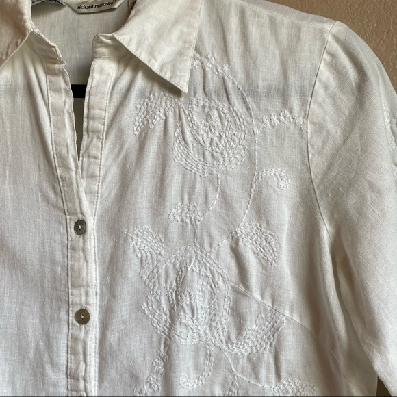 Richard Malcolm Shirt Women’s Size Small White Irish Linen button up Shirt - Picture 3 of 12
